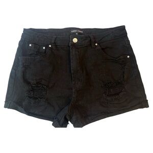 Almost Famous Y2K Goth Inspired Black Distressed Jean Shorts Women Size 13 NWOT